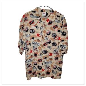NFL New England Patriots All Over Print Button Down Shirt Mens Large